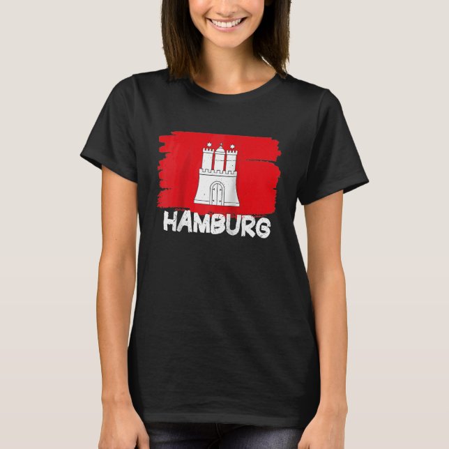 T-shirt Cool Hamburg Flag Raglan Baseball (Devant)