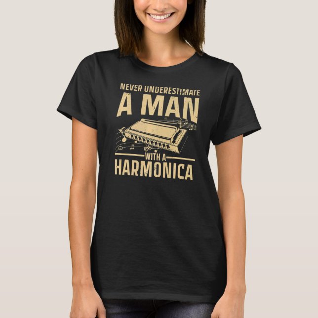 T-shirt Cool Harmonica For Men Boys Harmonica Player (Devant)