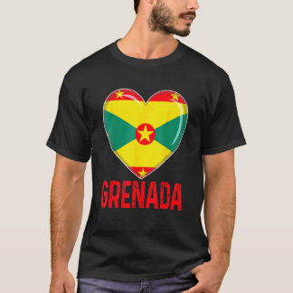 T-shirt Cool Heart Grenada Flag Men Women Kid Patriotic