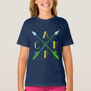 T-shirt cool hip fille garçons camping flèches design bleu