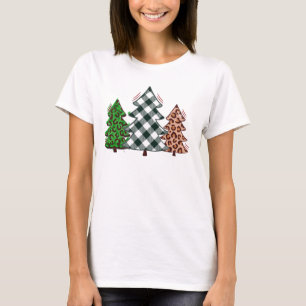 T-shirt cool Holiday Red Check Christmas Tree