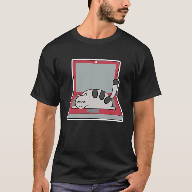 T-shirt Cool Home Office Work From Home Laptop Cat (Devant)