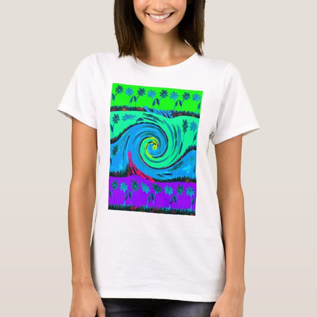 T-shirt Cool I Love Hawaii : Floral Pop Art motif Design (Devant)