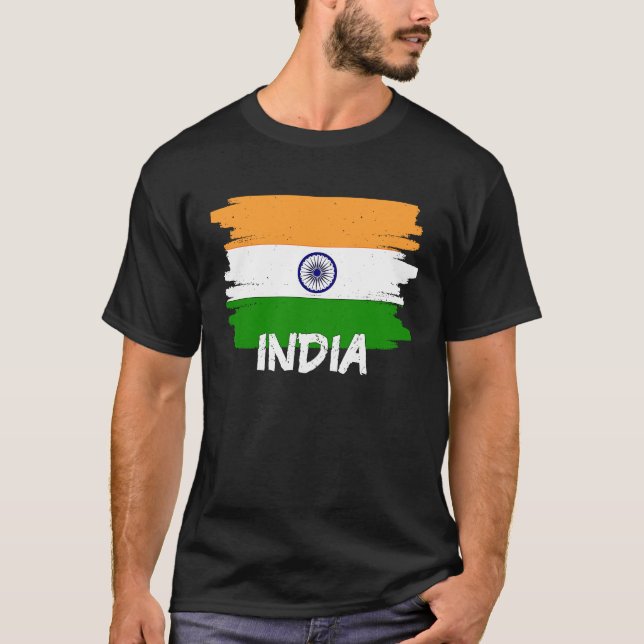 T-shirt Cool India Flag (Devant)