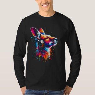 T-shirt Cool Kangaroo Headphone Musique Art Noël