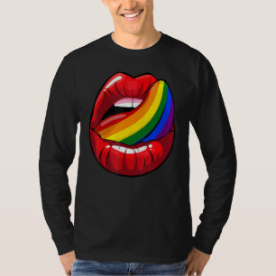 T-shirt Cool Lgbt Pride Lip Et Tongue Arc-En-Ciel Couleurs