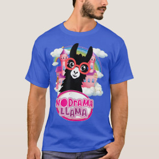 T-shirt Cool Llama with Fairy Princess Palace Cartoon Illu