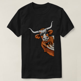T-shirt Cool Longhorn Cowboy Lunettes de soleil Western Te
