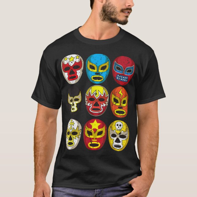 T-shirt Cool Lucha Libre Wrestlers Masques (Devant)