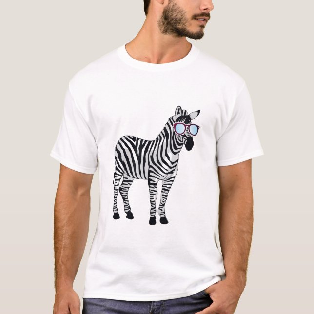 T-shirt Cool Lunettes de soleil Zebra Zookeeper Animaux an (Devant)