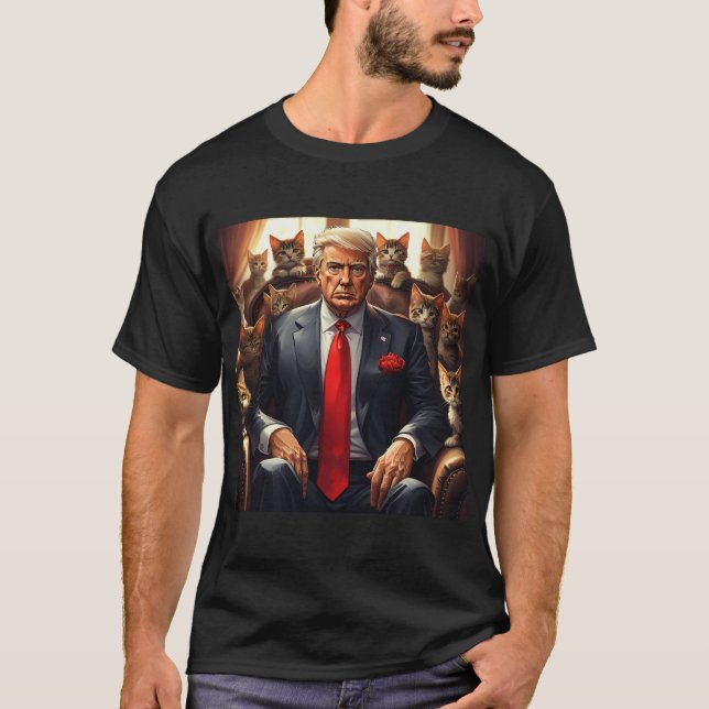 T-shirt Cool MAGA Cat TRUMP entouré de KITTENS drôle (Devant)