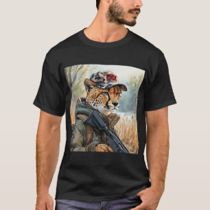 T-shirt Cool MAGA Chat avec pistolet et Camouflage CHEETAH