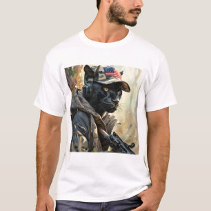 T-shirt Cool MAGA Chat avec pistolet et camouflage PANNEAU