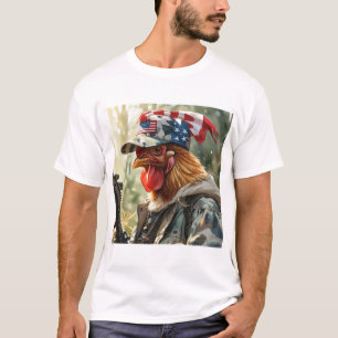 T-shirt Cool MAGA poulet avec pistolet Camouflage Casquett