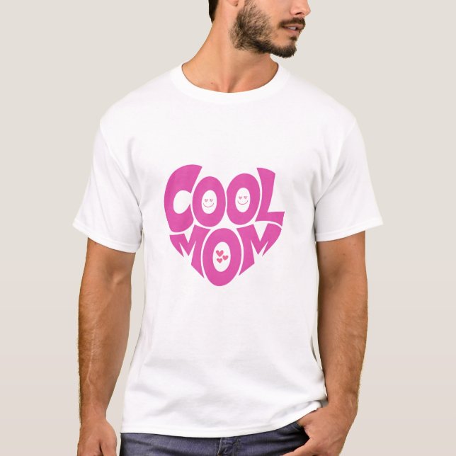 T-shirt Cool Maman Retro Rose Coeur Typographie Design (Devant)