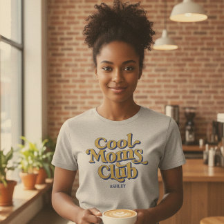 T-shirt Cool Moms Club Bold Motherhood Blue Yellow Text