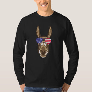 T-shirt Cool Mule Portant un Drapeau Usa Lunettes de solei