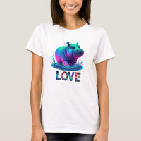 Cool Neon Hippo Love