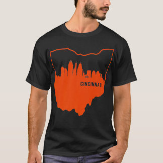 T-shirt Cool Orange Ohio State Outline Cincinnati City Sky