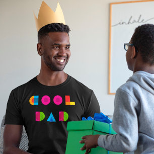 T-shirt Cool Papa Colorée Typographie géométrique noir