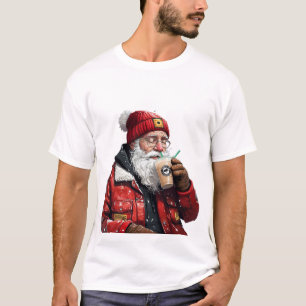 T-shirt Cool Père Noël Boire du café glacé Art de Noël