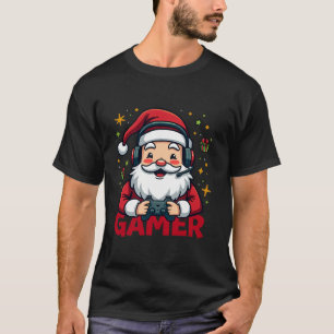 T-shirt Cool Père Noël Gamer Contrôleur Jeu Vidéo Jeu Chri