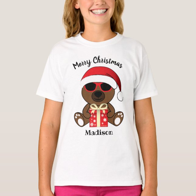 T-shirt Cool Père Noël Ours rouge cadeau de Noël Personnal (Devant)
