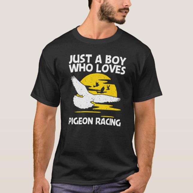 T-shirt Cool Pigeon Racing Pour Garçons Enfants Homing Pig (Devant)