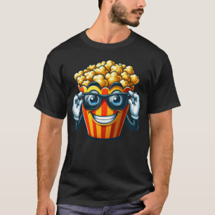 T-shirt Cool Popcorn Cartoon Lunettes de soleil Cinéma rét