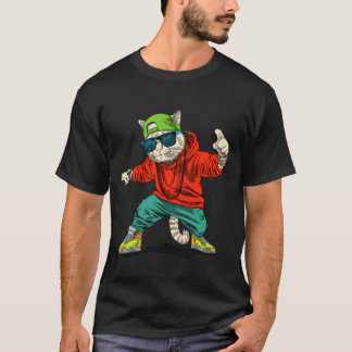 T-shirt Cool Rappeur Cat Streetwear Vibes rétro