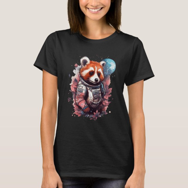 T-shirt Cool Red Panda Astronaut Moon Graphic Space Animal (Devant)