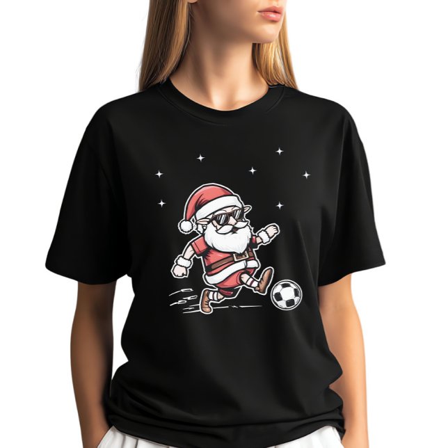 T-shirt Cool Retro Cartoon Footballer Santa Christmas  (Créateur téléchargé)