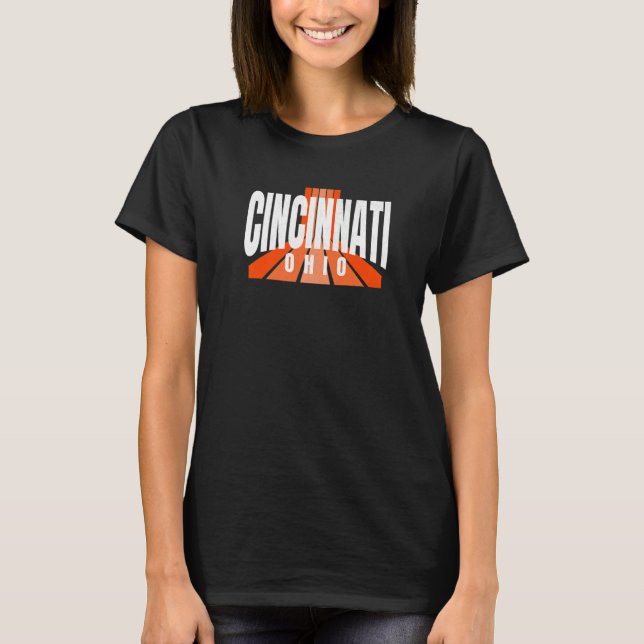 T-shirt Cool Retro Cincinnati OrangeBlack Cincinnati OH Fa (Devant)