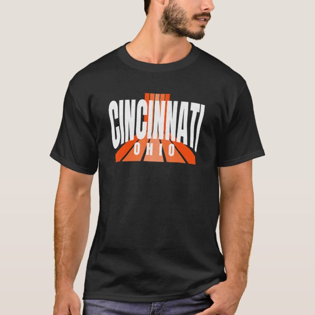 T-shirt Cool Retro Cincinnati OrangeBlack Cincinnati OH Fa (Devant)