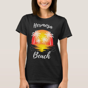 T-shirt Cool rétro Hermosa Beach Ca Reflet coucher du sole