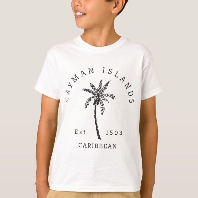 T-shirt Cool rétro Iles Caïmans Plage originale Palmier (Devant)
