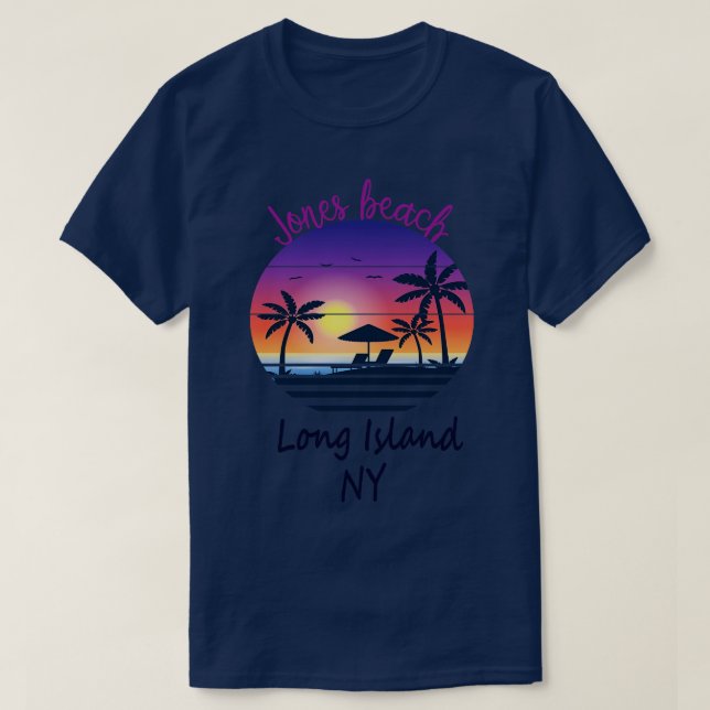 T-shirt Cool rétro Jones Beach Long Island New York Sunset (Design devant)