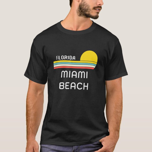 T-shirt Cool rétro les années 70 Miami Beach Mens Femmes F (Devant)