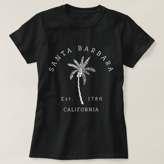 T-shirt Cool rétro Père Noël Barbara California Palm Tree  (Design devant)