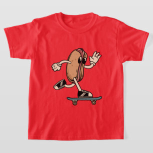 T-shirt cool rétro skateboard vintage hotdog unisex