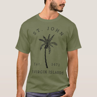 T-shirt Cool rétro St John USVI Beach Palm Tree