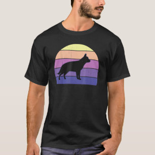 T-shirt Cool Retro Sunset Allemand Bergers Grand Chien Pro