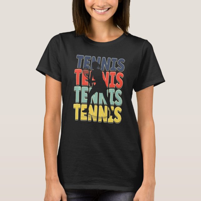 T-shirt Cool Retro Text Silhouette Tennis   (Devant)