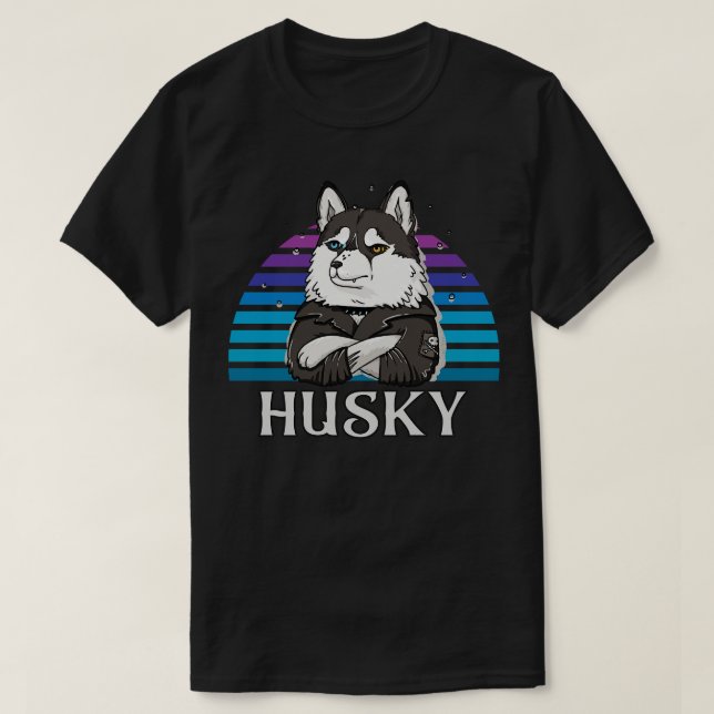 T-shirt Cool Rocker Husky Amoureux des chiens (Design devant)