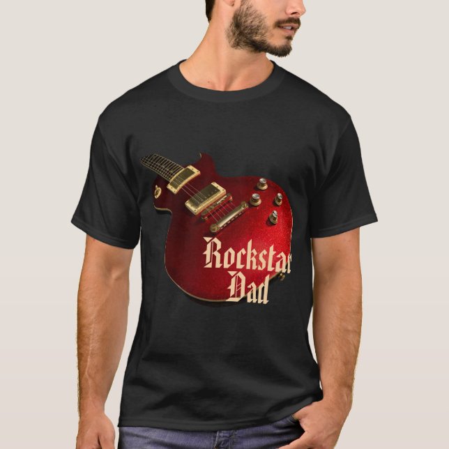 T-shirt Cool Rockstar Papa Red Guitar World Tour Concert (Devant)