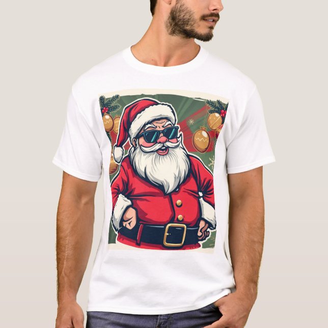 T-shirt Cool Santa Claus with Trendy Sunglasses (Devant)
