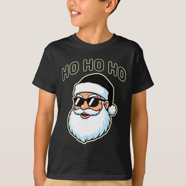 T-shirt Cool Santa In Black Hat Sungles Graphic 2  (Devant)