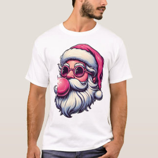 T-shirt Cool Santa Pink Bubble Sunglasses Funny Christmas