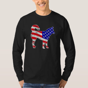 T-shirt Cool Sibérie Husky Chien Usa Drapeau Patriotique 4