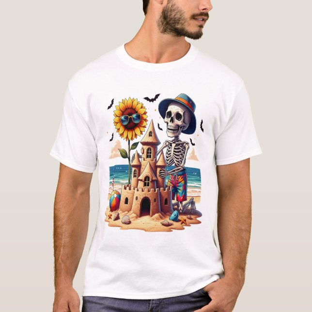 T-shirt Cool Skeleton at the Beach (Devant)